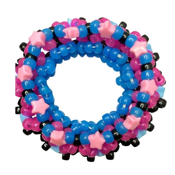 Super Nova 3d Kandi Cuff/Glow-in-Dark Pink-Blue/Light Blue-Light Pink 11 Inches - Picture 2 of 8